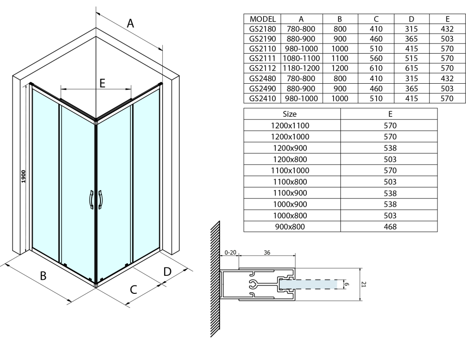 Gelco SIGMA SIMPLY čtvercový sprchový kout 1000x1000 mm, rohový vstup, čiré sklo GS2110GS2110