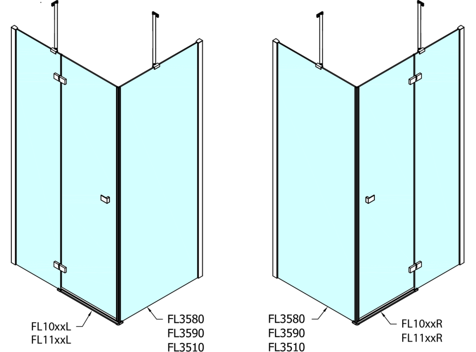 Polysan FORTIS LINE čtvercový sprchový kout 900x900 mm, L varianta FL1090LFL3590