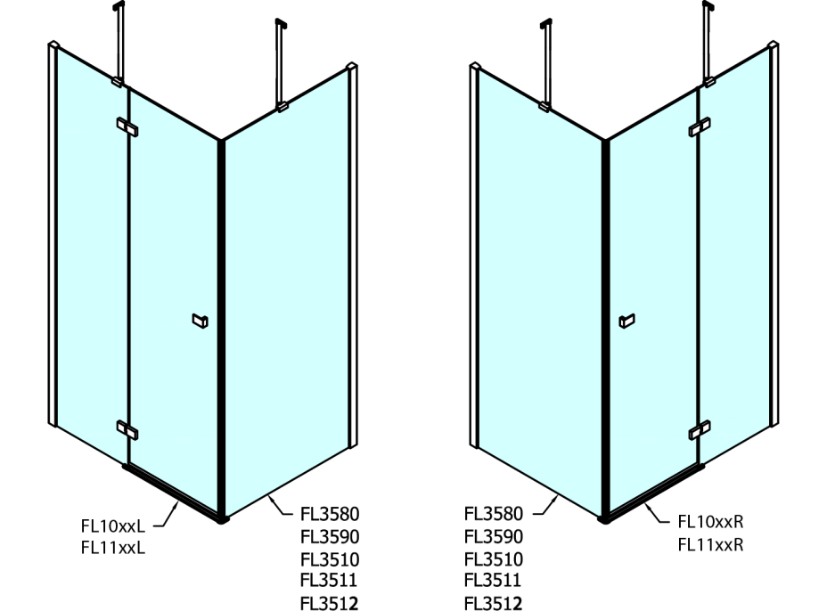 Polysan FORTIS LINE obdélníkový sprchový kout 1100x1200 mm, L varianta FL1011LFL3512