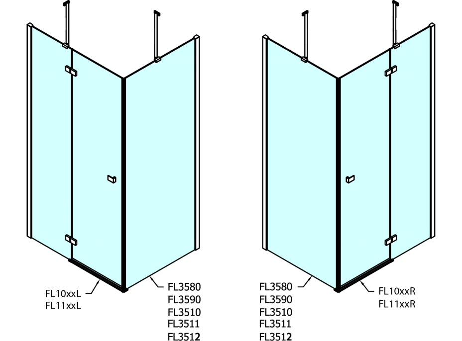 Polysan FORTIS LINE obdélníkový sprchový kout 800x1100 mm, R varianta FL1080RFL3511