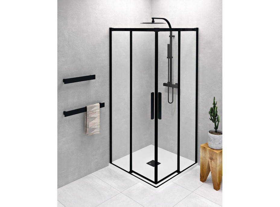 Polysan ALTIS LINE BLACK čtvercový sprchový kout 900x900 mm, rohový vstup, čiré sklo AL1592BAL1592B