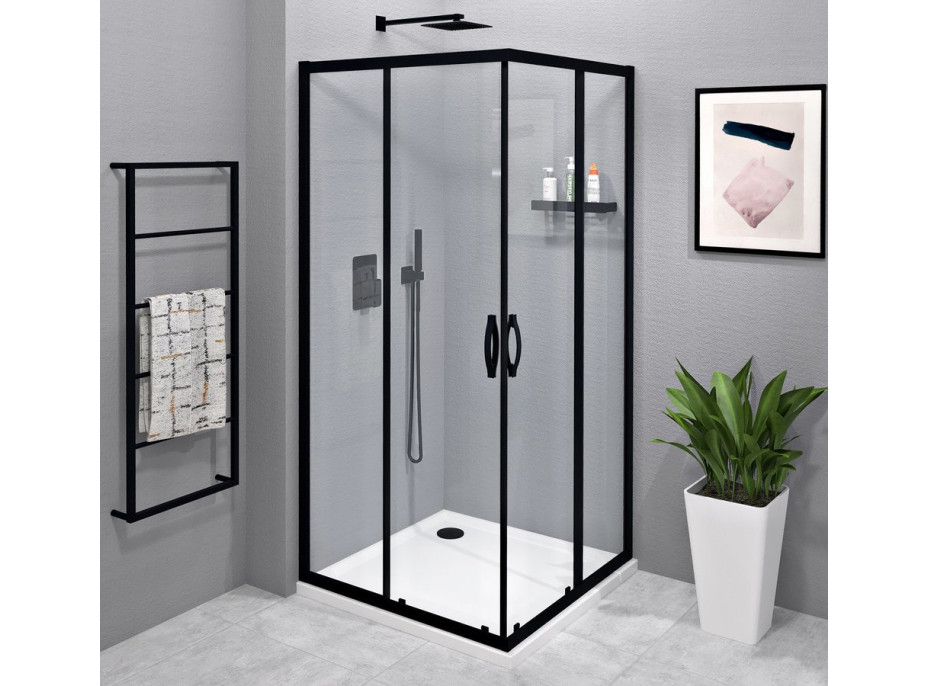 Gelco SIGMA SIMPLY BLACK čtvercový sprchový kout 800x800 mm, rohový vstup, čiré sklo GS2180BGS2180B