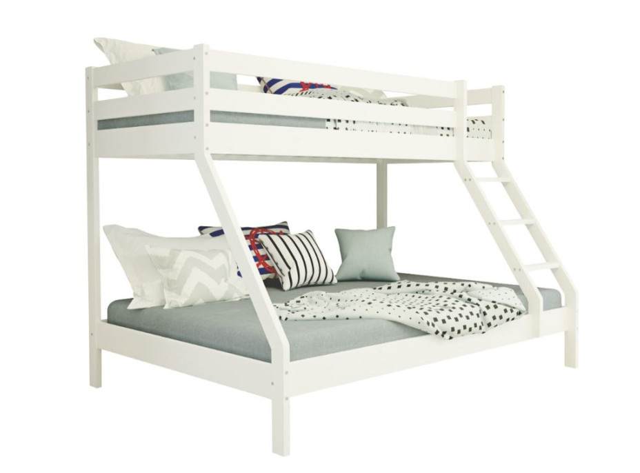 Patrová postel z masivu DENIS vč. obou roštů - 200x90/140 cm - bílá