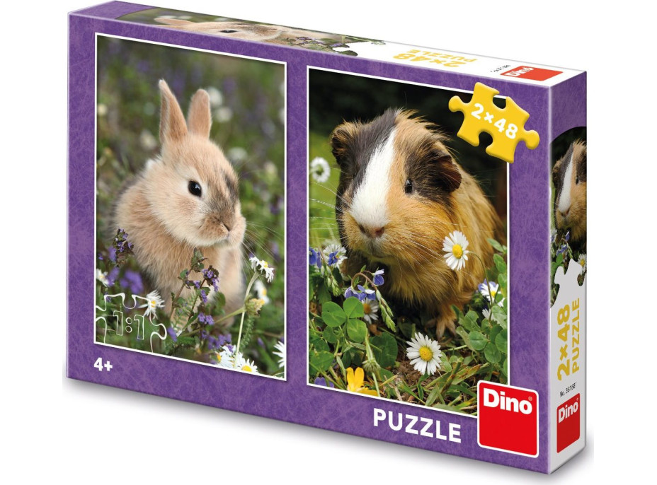 DINO Puzzle Králíček a morče 2x48 dílků