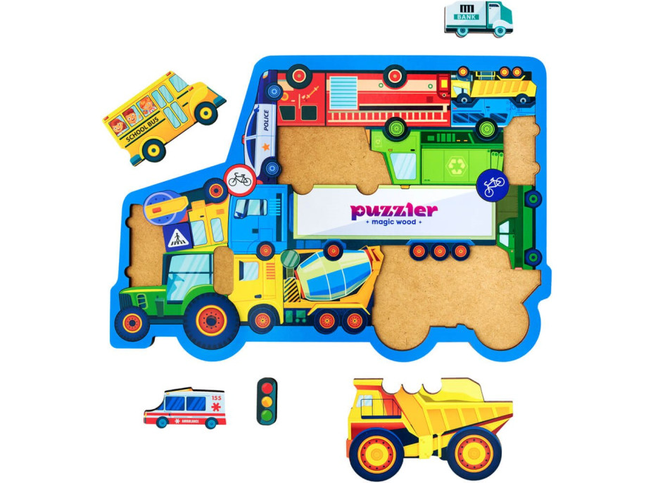 WOODLIKA Dřevěné puzzle Svět dopravních prostředků 18 dílků