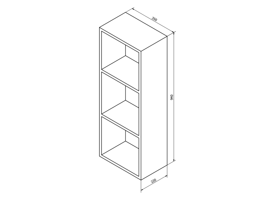 Sapho ESPACE otevřená policová skříňka 35x94x22cm, bílá ESC170-3030