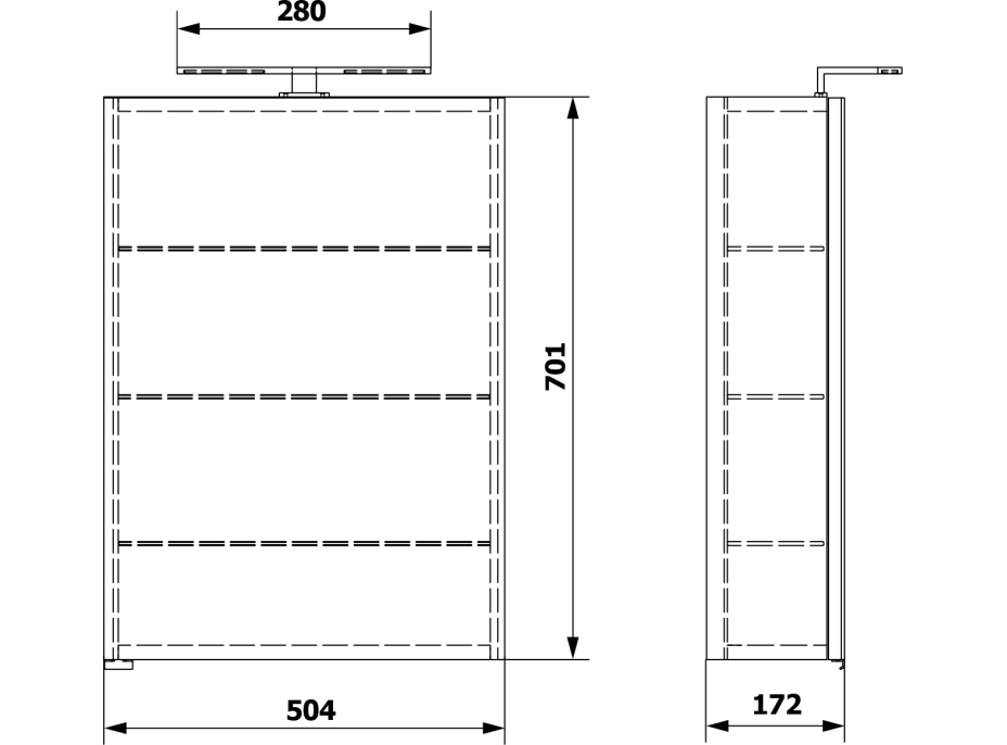 Sapho RIWA galerka s LED osvětlením, 50x70x17cm, bílá lesk RIW050-0030