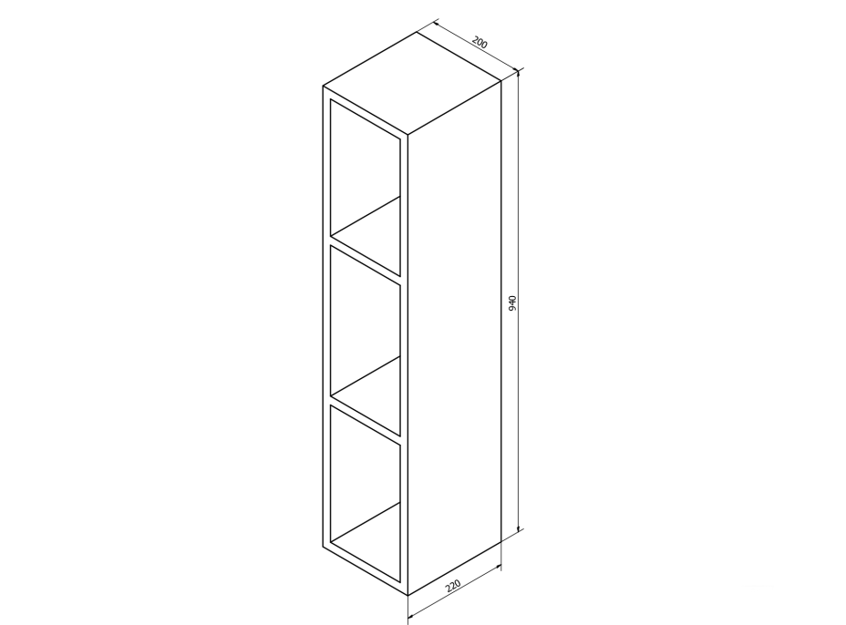 Sapho ESPACE otevřená policová skříňka 20x94x22cm, dub stříbrný ESC130-1111