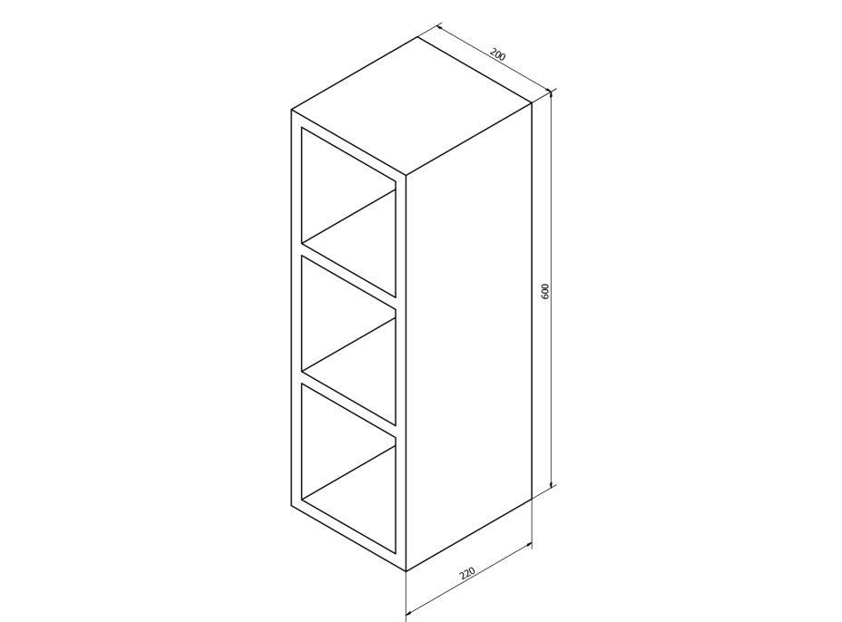 Sapho ESPACE otevřená policová skříňka 20x60x22cm, bílá ESC140-3030