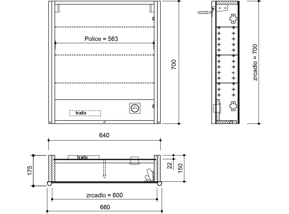 Sapho ALIX galerka s LED osvětlením 66x70x17, 5cm, levá/pravá, bílá AX166-0030