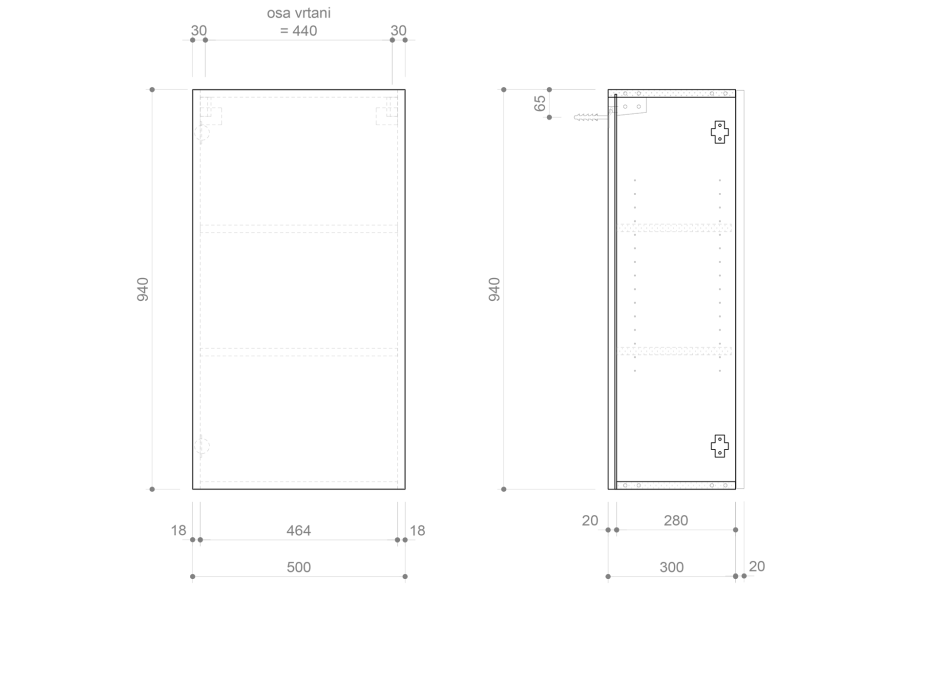 Sapho ESPACE skříňka 50x94x32cm, 1x dvířka, levá/pravá, borovice rustik ESC850-1616