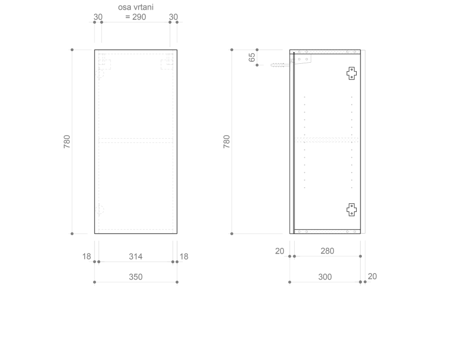 Sapho ESPACE skříňka 35x78x32cm, 1x dvířka, levá/pravá, dub alabama ESC630-2222