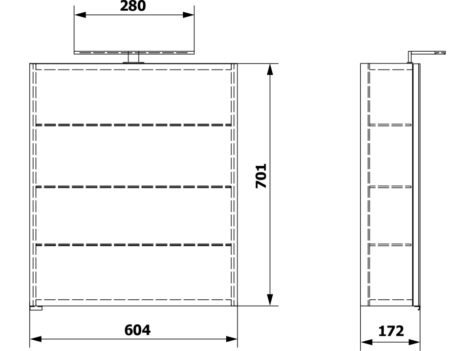 Sapho RIWA galerka s LED osvětlením, 60x70x17cm, dub alabama RIW060-0022