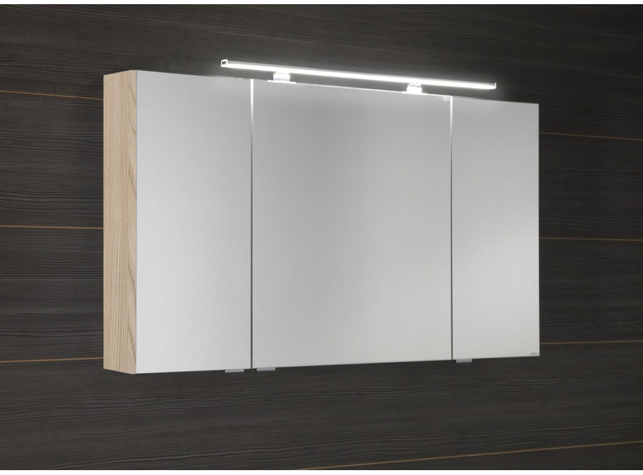 Sapho MIRRÓ galerka s LED osvětlením, 3x dvířka, 120x70x16cm, jilm bardini MC121-0013