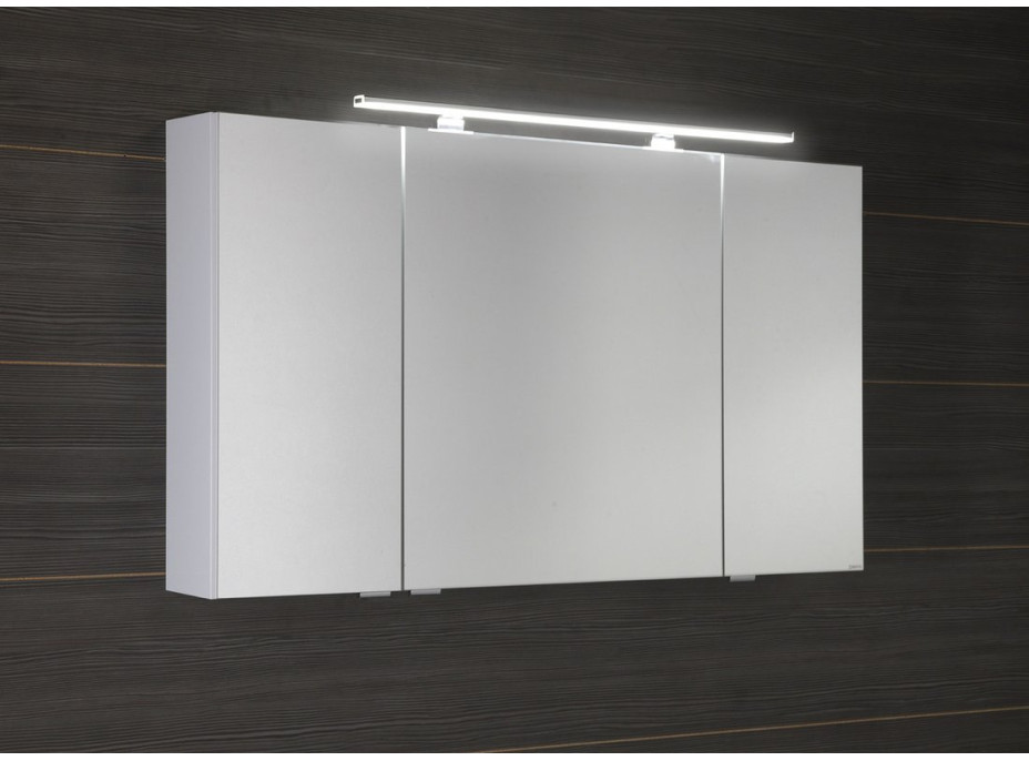 Sapho RIWA galerka s LED osvětlením, 3x dvířka, 121x70x17cm, dub stříbrný RIW120-0011