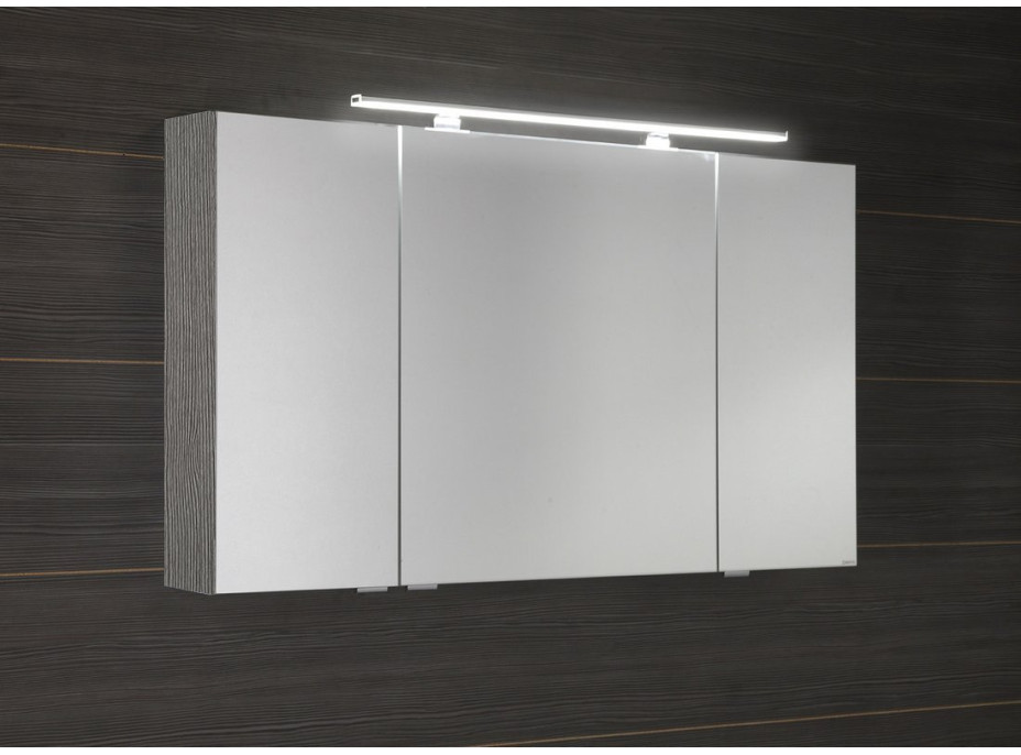 Sapho MIRRÓ galerka s LED osvětlením, 3x dvířka, 120x70x16cm, dub stříbrný MC121-0011