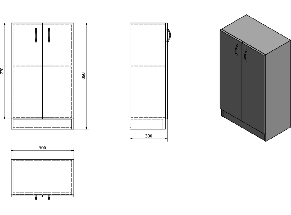 Aqualine SIMPLEX ECO nízká skříňka 50x86x30cm SIME540