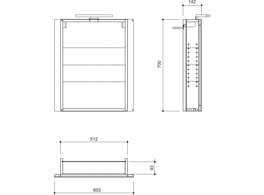 Sapho GRETA galerka s LED osvětlením, 60x70x14cm, černá mat GR065-0035