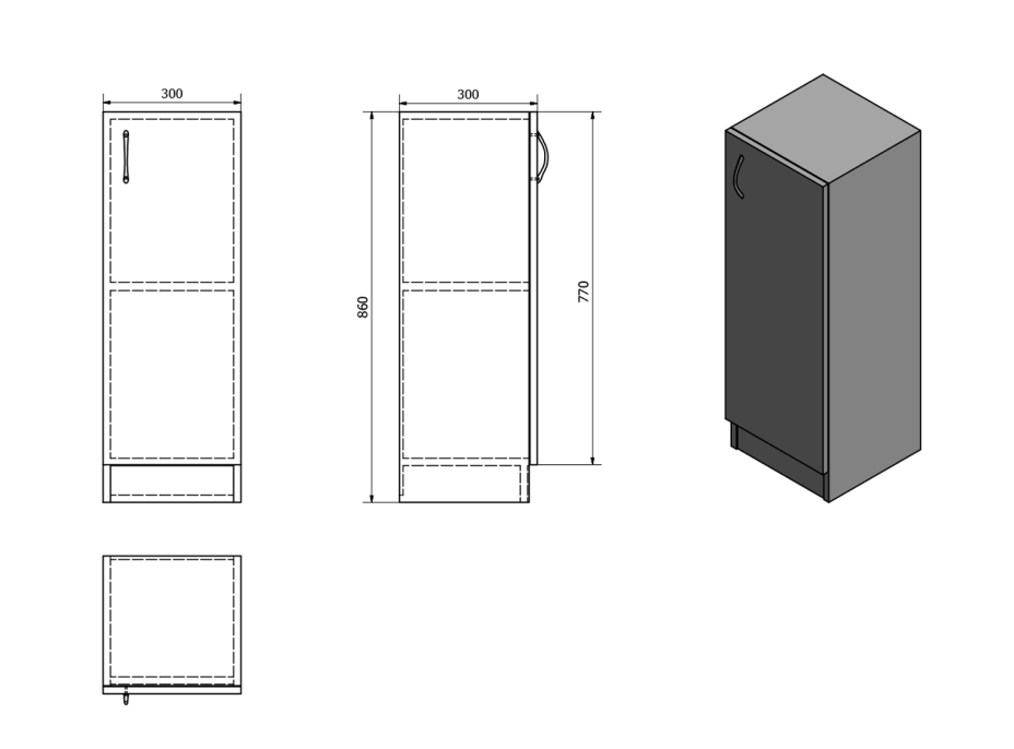 Aqualine SIMPLEX ECO nízká skříňka 30x86x30cm SIME340