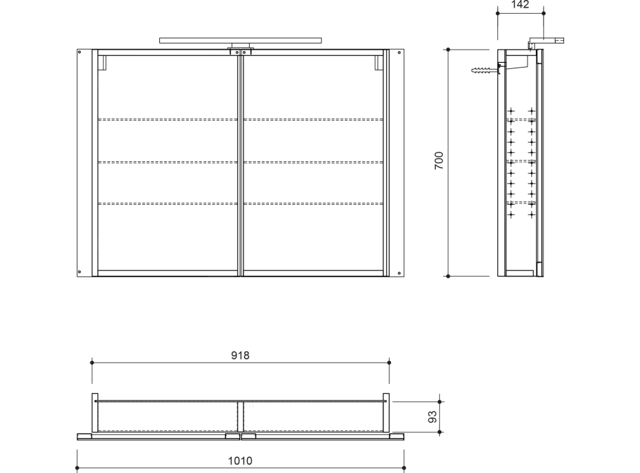 Sapho GRETA galerka s LED osvětlením, 101x70x14cm, bílá mat GT100-0031