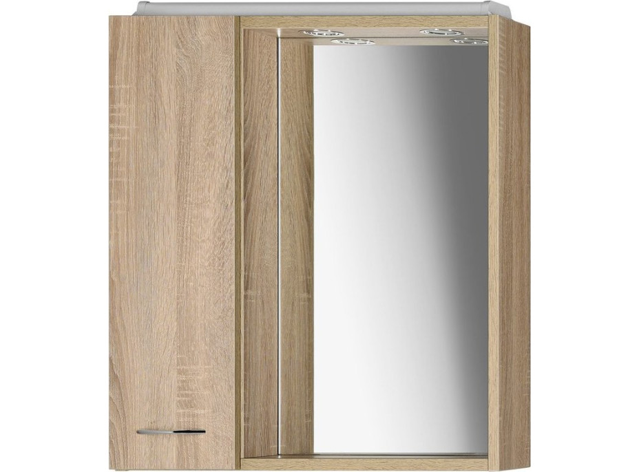 Aqualine ZOJA/KERAMIA FRESH galerka s LED osvětlením, 60x60x14cm, levá, dub platin 45027