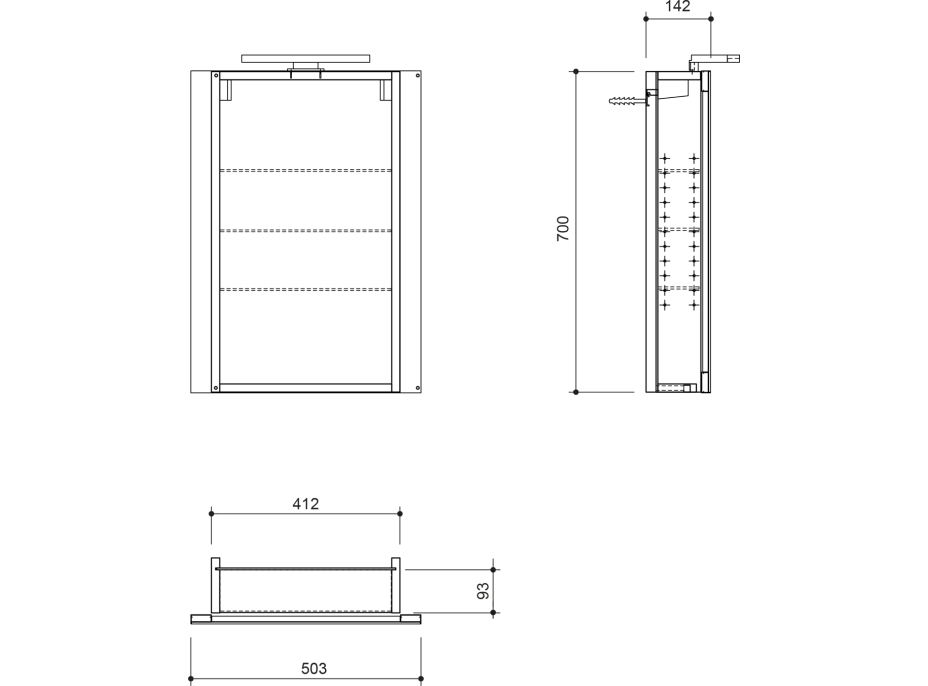 Sapho GRETA galerka s LED osvětlením, 50x70x14cm, bílá mat GR050-0031