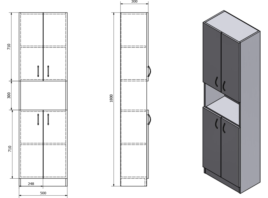 Aqualine SIMPLEX ECO vysoká skříňka 50x180x30cm SIME520