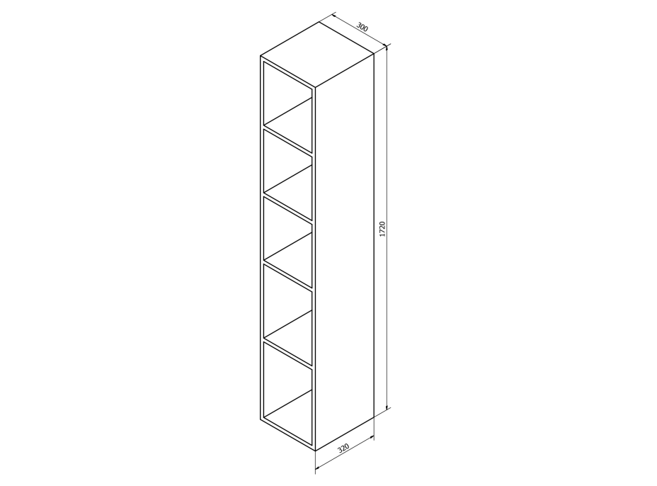 Sapho ESPACE otevřená policová skříňka 30x172x32cm, dub stříbrný ESC160-1111