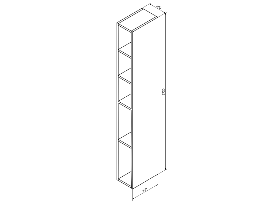 Sapho ESPACE otevřená policová skříňka 20x172x32cm, bílá ESC100-3030