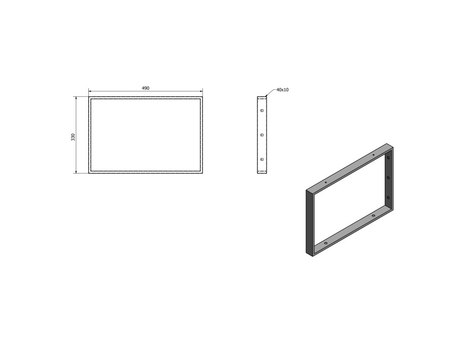 Sapho Podpěrná konzole 490x330x40mm, lakovaná ocel, zlato mat, 1 ks 30377