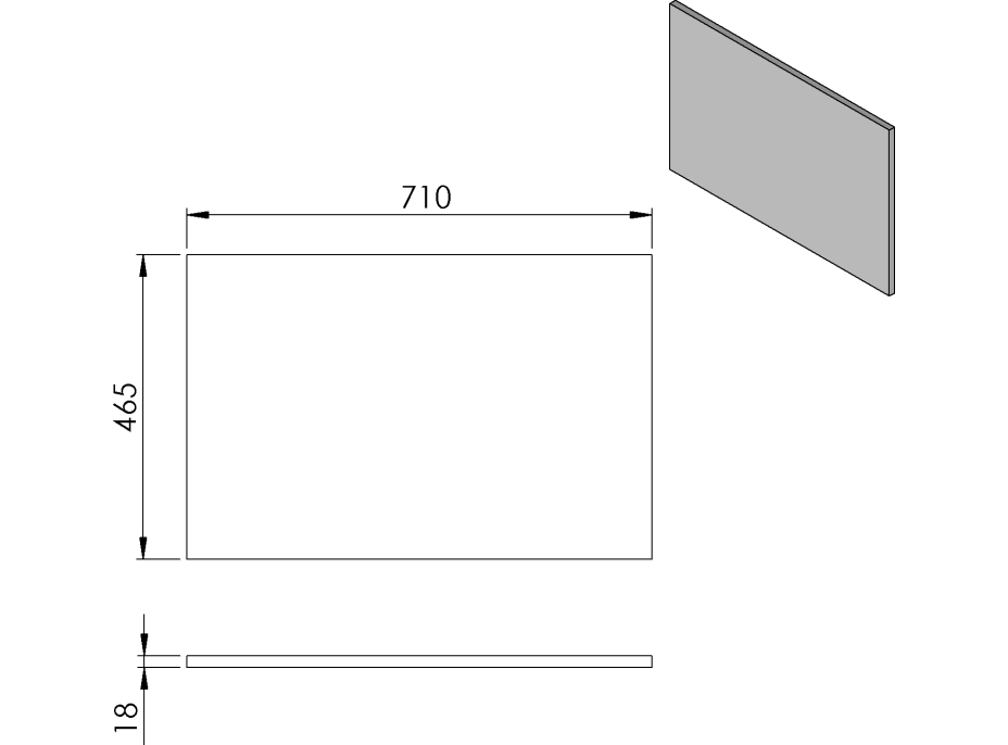 Sapho CIRASA deska DTDL 71x1, 8x46, 5cm, bílá lesk CR071-3030