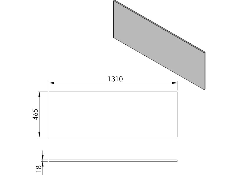 Sapho CIRASA deska DTDL 131x1, 8x46, 5cm, dub stříbrný CR131-1111