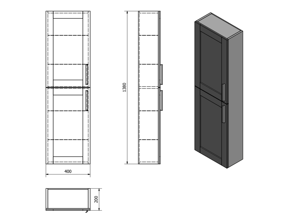 Sapho AMIA skříňka vysoká 40x140x20cm, levá/pravá, dub Texas AM030-2020