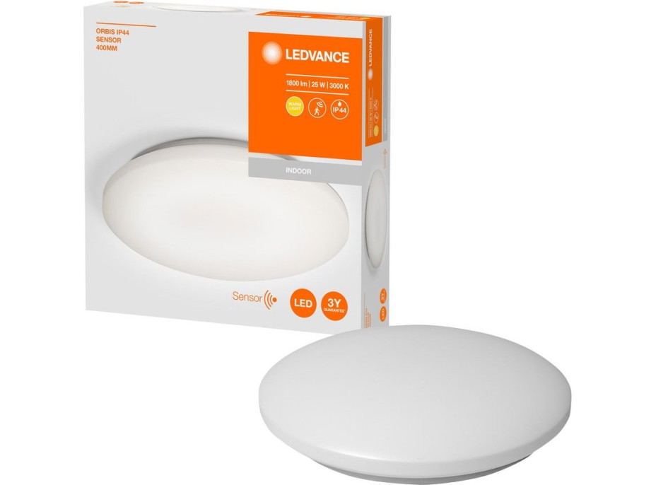 LEDVANCE ORBIS koupelnové stropní svítidlo, průměr 400mm, senzor, 1800lm, 25W, IP44 AC36061002M