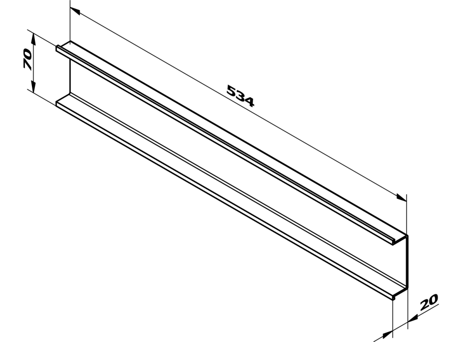 Sapho CHANEL dekorační lišta mezi zásuvky 534x70x20 mm, černá mat DT601