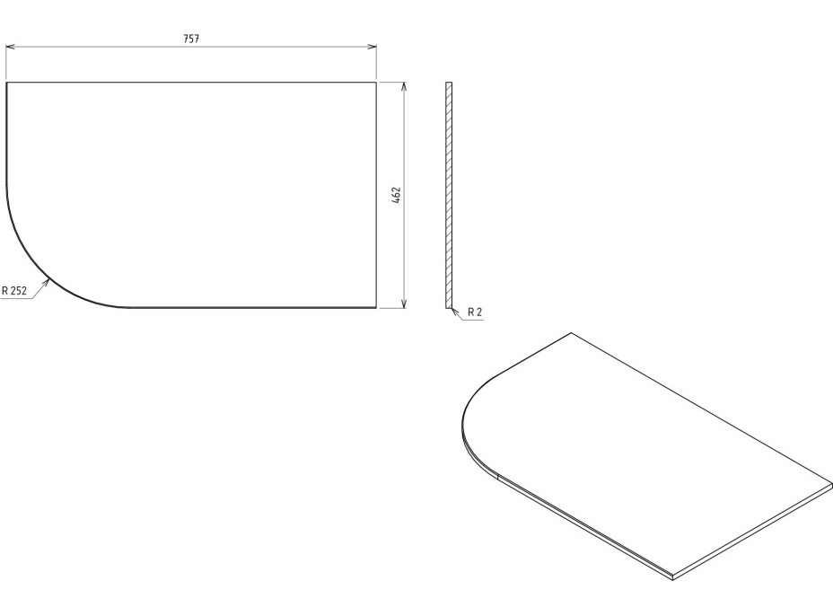 Sapho PULSE deska Rockstone 755x12x455mm, pravá, bílá mat BM760-0101