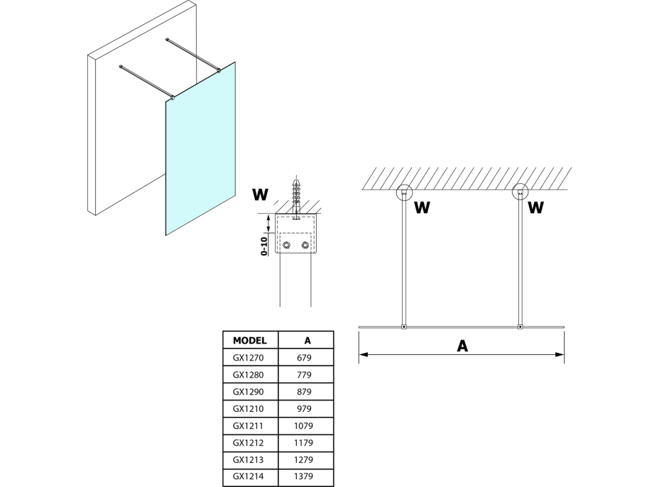 Gelco VARIO čiré sklo 1000x2000mm GX1210