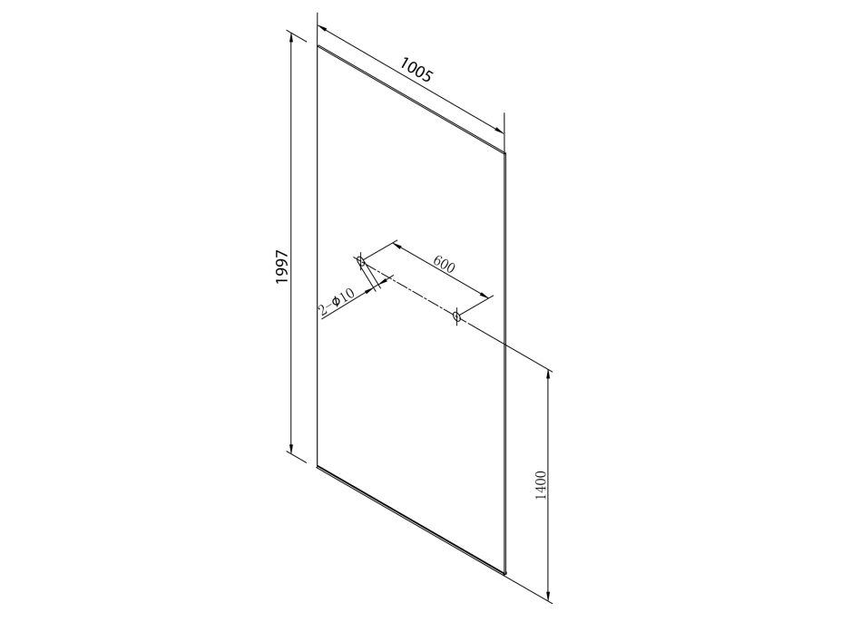 Polysan ARCHITEX LINE kalené čiré sklo, 1005x1997x8mm, otvory pro poličku AL2236-D