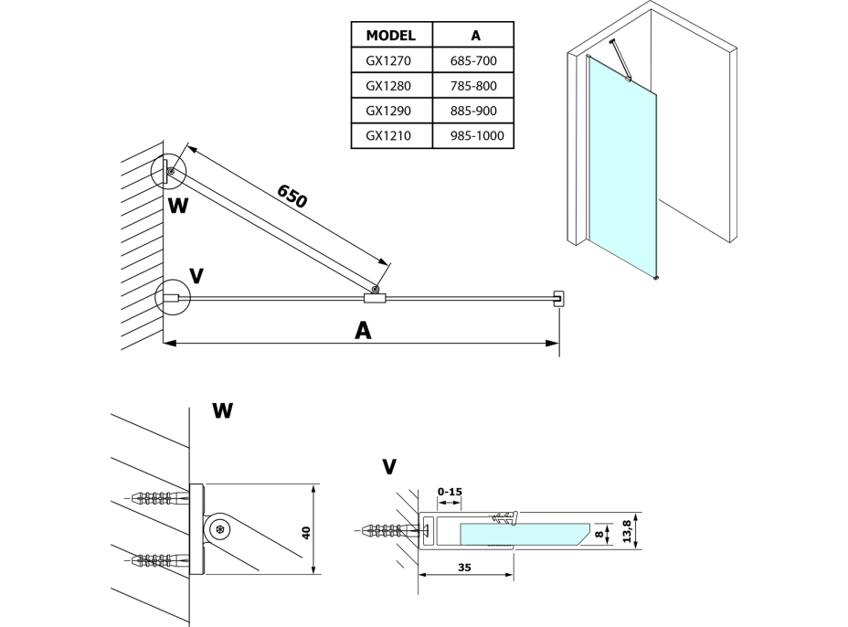 Gelco VARIO čiré sklo 800x2000mm GX1280