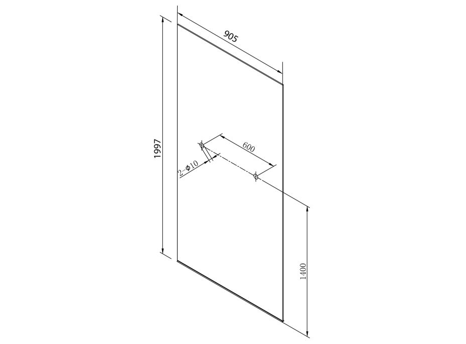 Polysan ARCHITEX LINE kalené čiré sklo, 905x1997x8mm, otvory pro poličku AL2225-D