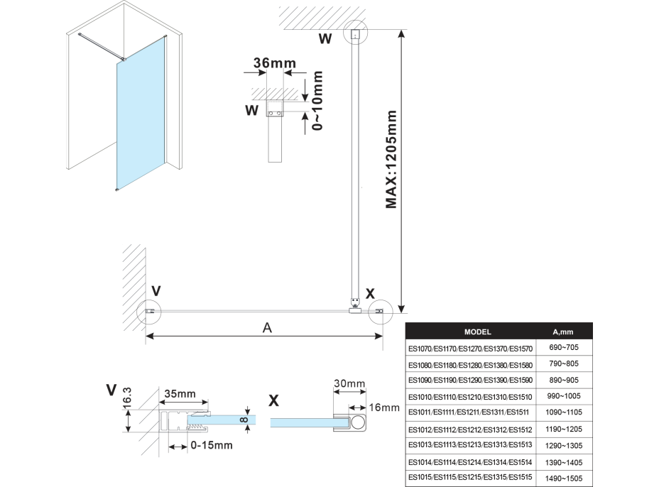 Polysan ESCA čiré sklo 700x2100mm ES1070