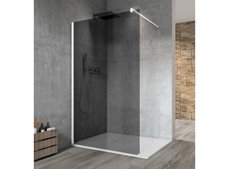 Gelco VARIO WHITE jednodílná sprchová zástěna k instalaci ke stěně, kouřové sklo, 1300 mm GX1313GX1015