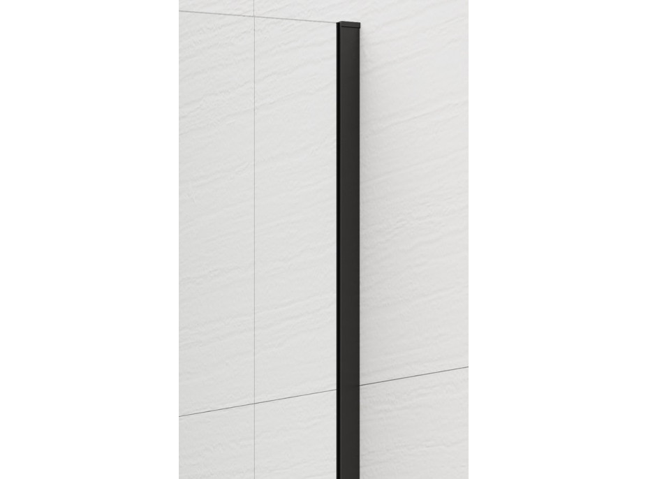 Polysan ESCA BLACK MATT jednodílná sprchová zástěna k instalaci ke stěně, sklo Flute, 1000 mm ES1310-02