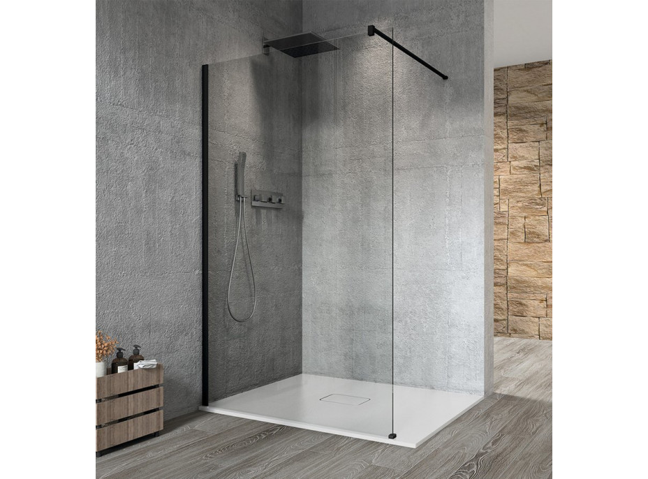 Gelco VARIO BLACK jednodílná sprchová zástěna k instalaci ke stěně, čiré sklo, 1000 mm GX1210GX1014