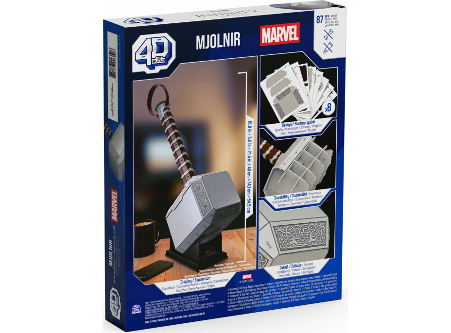 4D BUILD 3D Puzzle Marvel: Thórovo kladivo 87 dílků