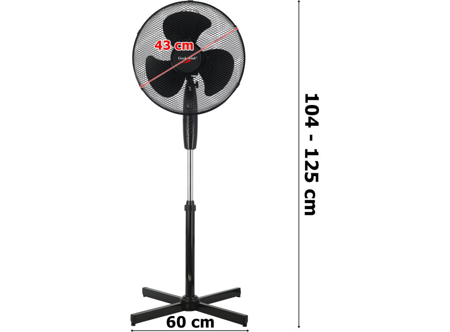 Stojanový ventilátor KOUD 125 cm - černý