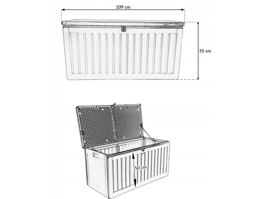 Zahradní úložný box 270 l - šedý