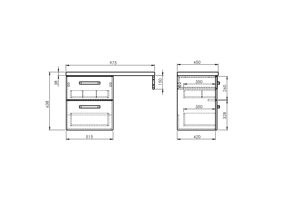 Aqualine VEGA sestava koupelnového nábytku, š. 97, 5 cm, bílá/dub platin VG052-02