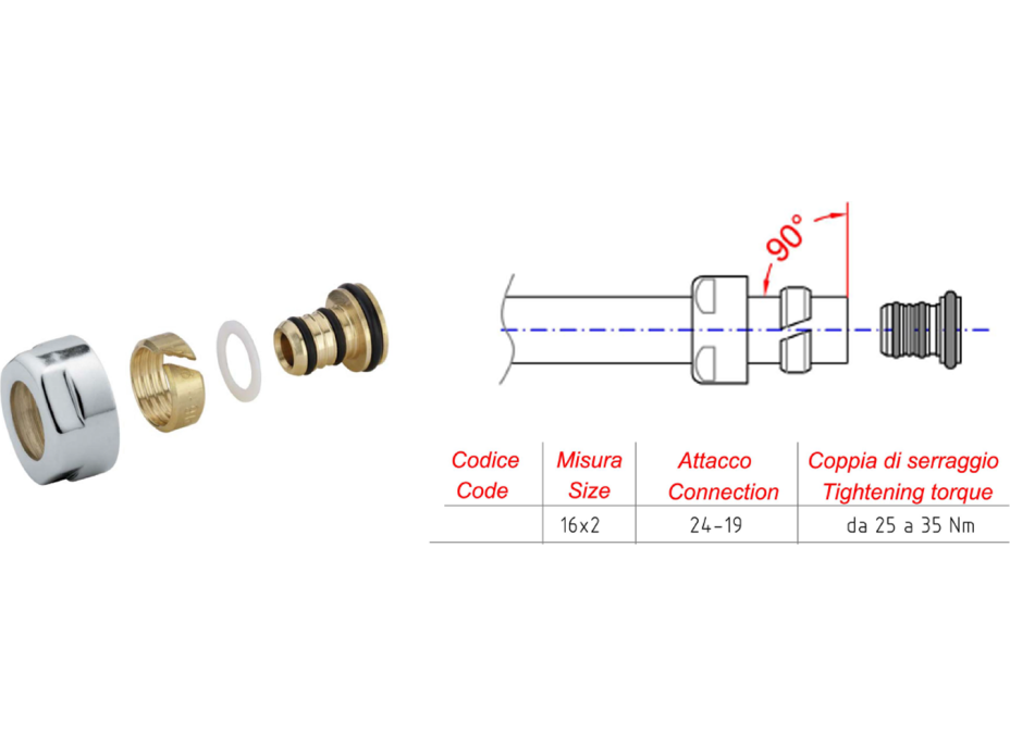 Sapho Svěrné šroubení pro Alupex 16mm, nerez mat CP6520