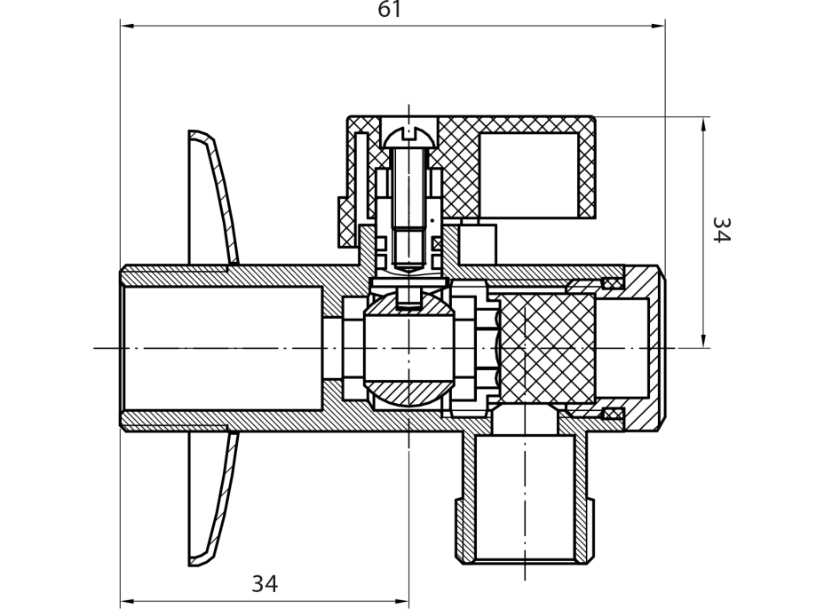 Aqualine Rohový kulový ventil 1/2"x3/8", s filtrem, pár, chrom 5312